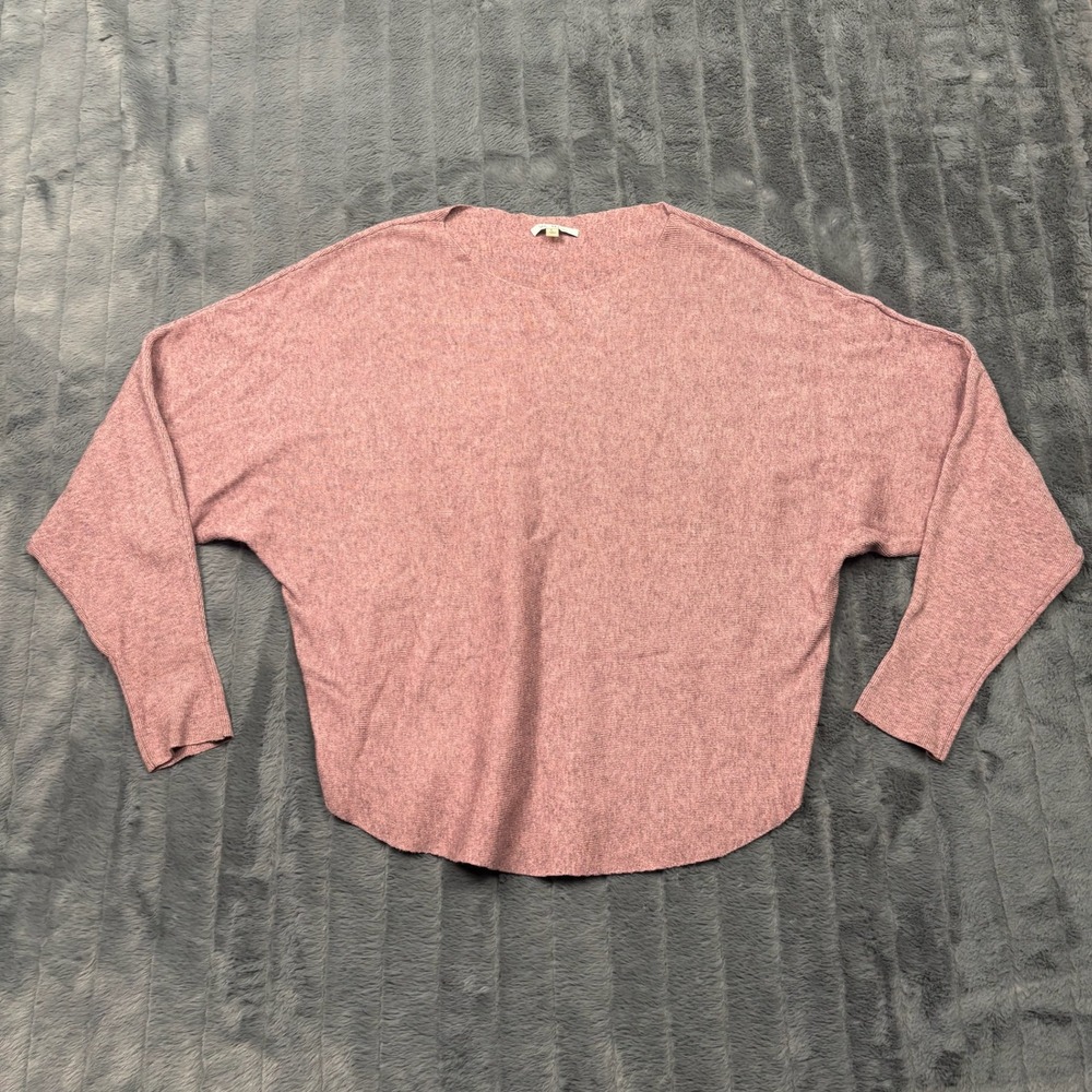 Vila Milano Mauve Pink Batwing Dolman Sleeve Sweater Large Curved Hem Knit Top